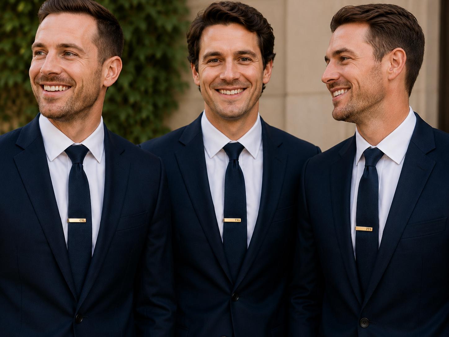 Personalized Groomsmen's gift...Gold or Silver custom engraved Tie Clip, Tie Bar for skinny tie, Wedding gift, Best mans gift, gift for him