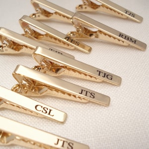 Personalized Tie Clip...Groomsmen&#39;s gift, Gold or Silver custom engraved Tie Bar, Father, Brother and Best mans gift, Wedding gift for him