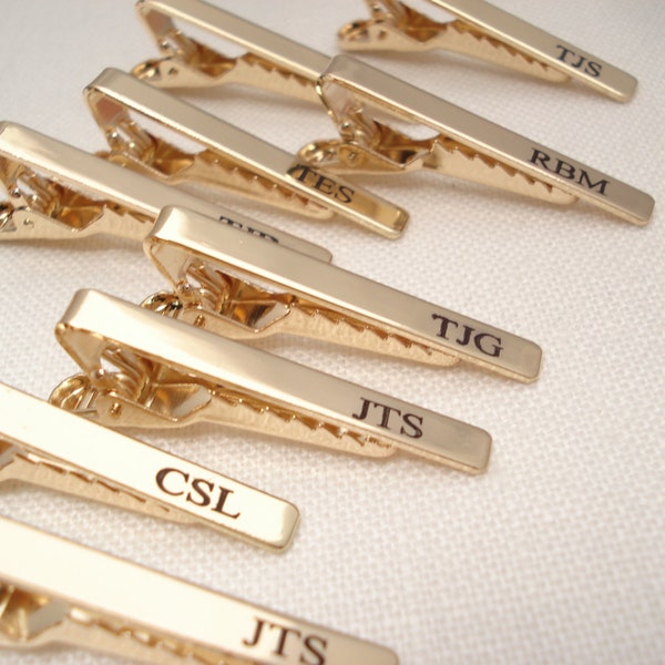 Personalized Tie Clip...Groomsmen's gift, Gold or Silver custom engraved Tie Bar, Father, Brother and Best mans gift, Wedding gift for him