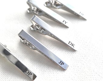 Personalized Tie Bar for Groomsmen, Custom Engraved Skinny Tie Clip in Gold or Silver, Best Man Gift, Wedding Gift for Him