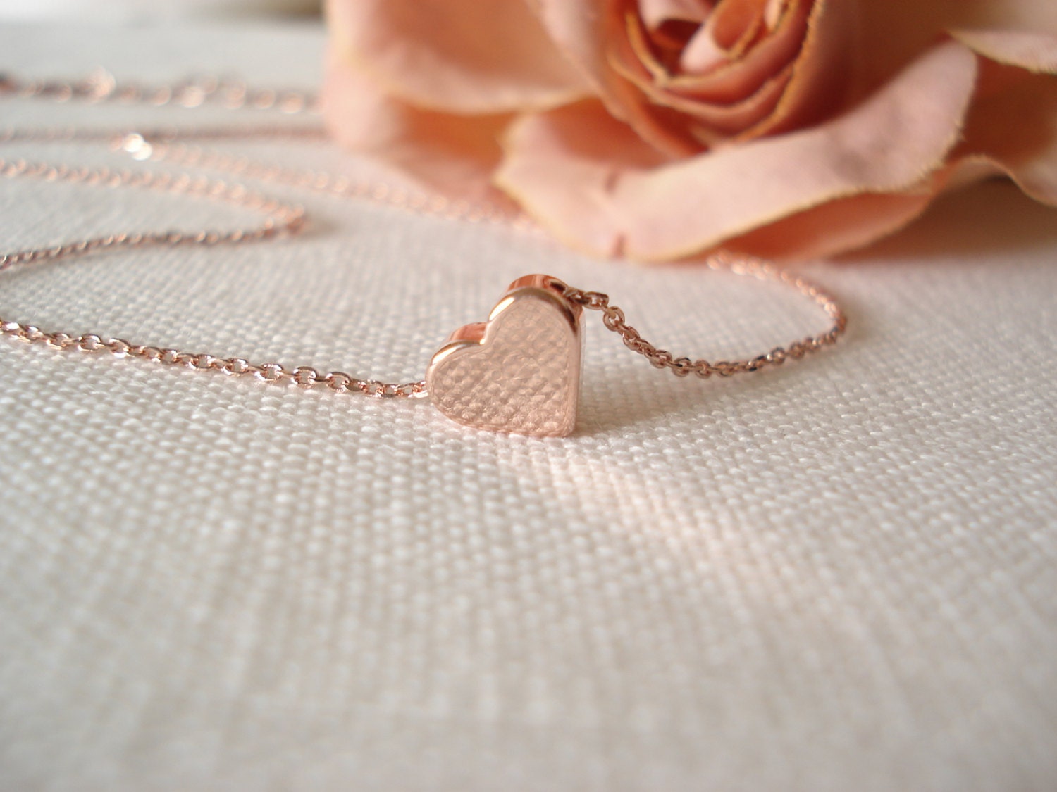 Tiny simple heart necklace, Rose gold handmade bridal jewelry, brides…