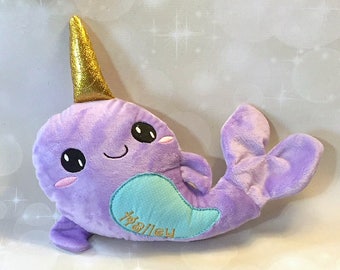 Personalized Narwhal Stuffie - Narwhal Stuffed animal - Monogram Narwhal - Plush Narwhal - Baby Shower Gift - Birthday Gift - New Baby