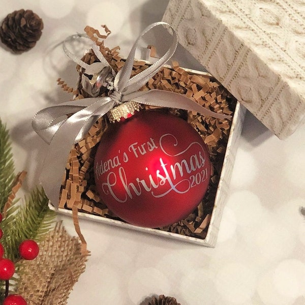 Personalized Ornament - Glass Ornament - Keepsake Ornament - Family Ornament - Baby's First Ornament - Couples Ornament - Ball Ornament