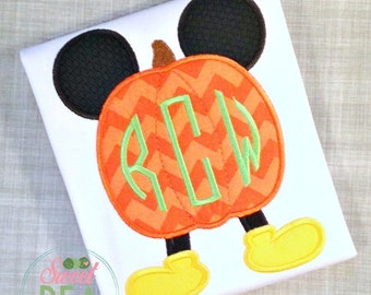 Halloween Shirt ~ Monogram Tee ~Boys Embroidered Pumpkin Shirt ~Mickey Mouse Halloween ~ Personalized Applique Tee ~ Disney Inspired Shirt ~