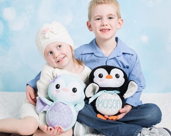 Personalized Penguin Stuffie - Stuffed animal - Monogram Penguin- Plush Penguin - Personalized Baby Gift - Baby Shower gift - New Baby