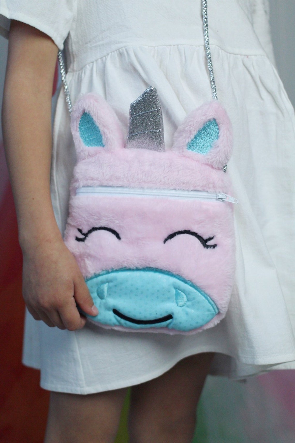 Unicorn Purse Little Girl Unicorn Bag Embroidered Zipper Etsy