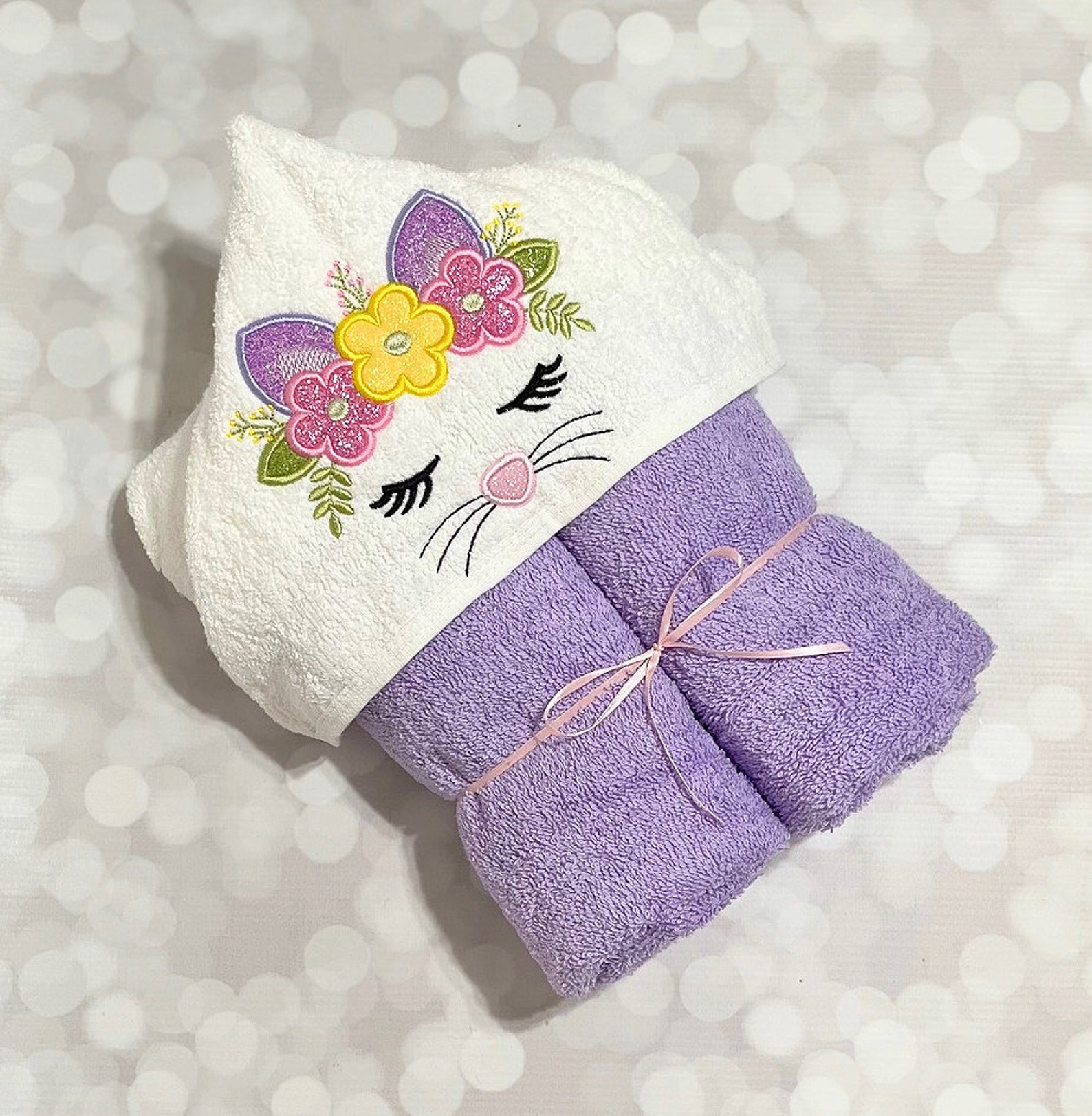 Hooded Towel Kitty Towel Cat Hooded Towel Kitty Cat Bath Etsy