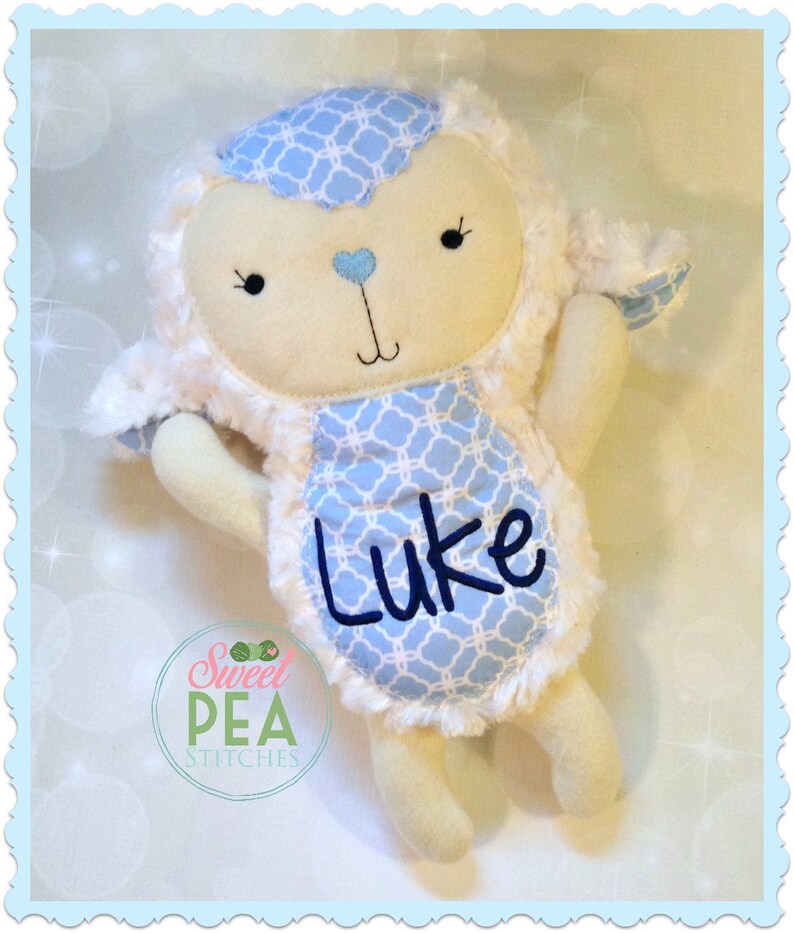 Personalized Lamb Stuffed animal Monogram Lamb Plush Lamb Personalized Baby Gift Baby Shower gift Easter gift Easter Lamb image 2