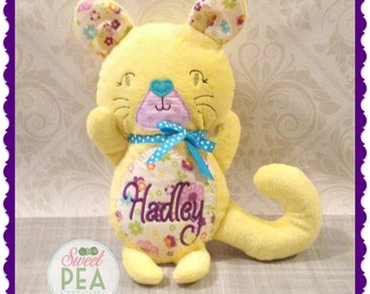 Personalized Plush Cat - Stuffed Animal - Stuffed Kitty cat - Plush Toy - Embroidered Cat - Kitten - Kitty Cat