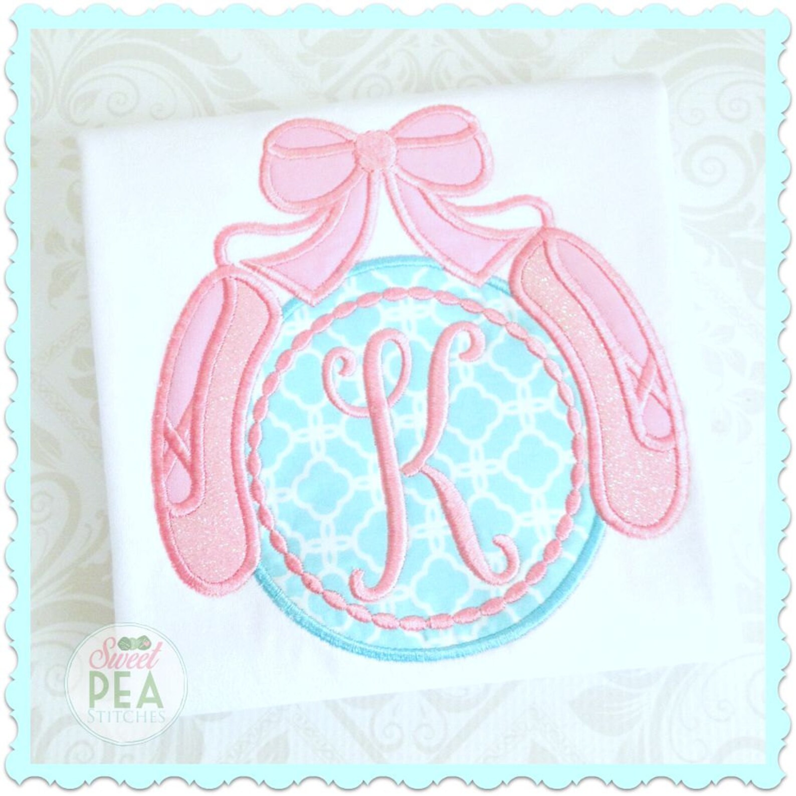 monogram ballet shirt - ballerina shirt - embroidered shirt - dance - girls - ballet shoes shirt - personalized applique shirt