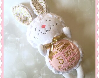 Stuffed animal bunny - personalized plush bunny - embroidered bunny - easter bunny stuffie - personalized stuffed animal