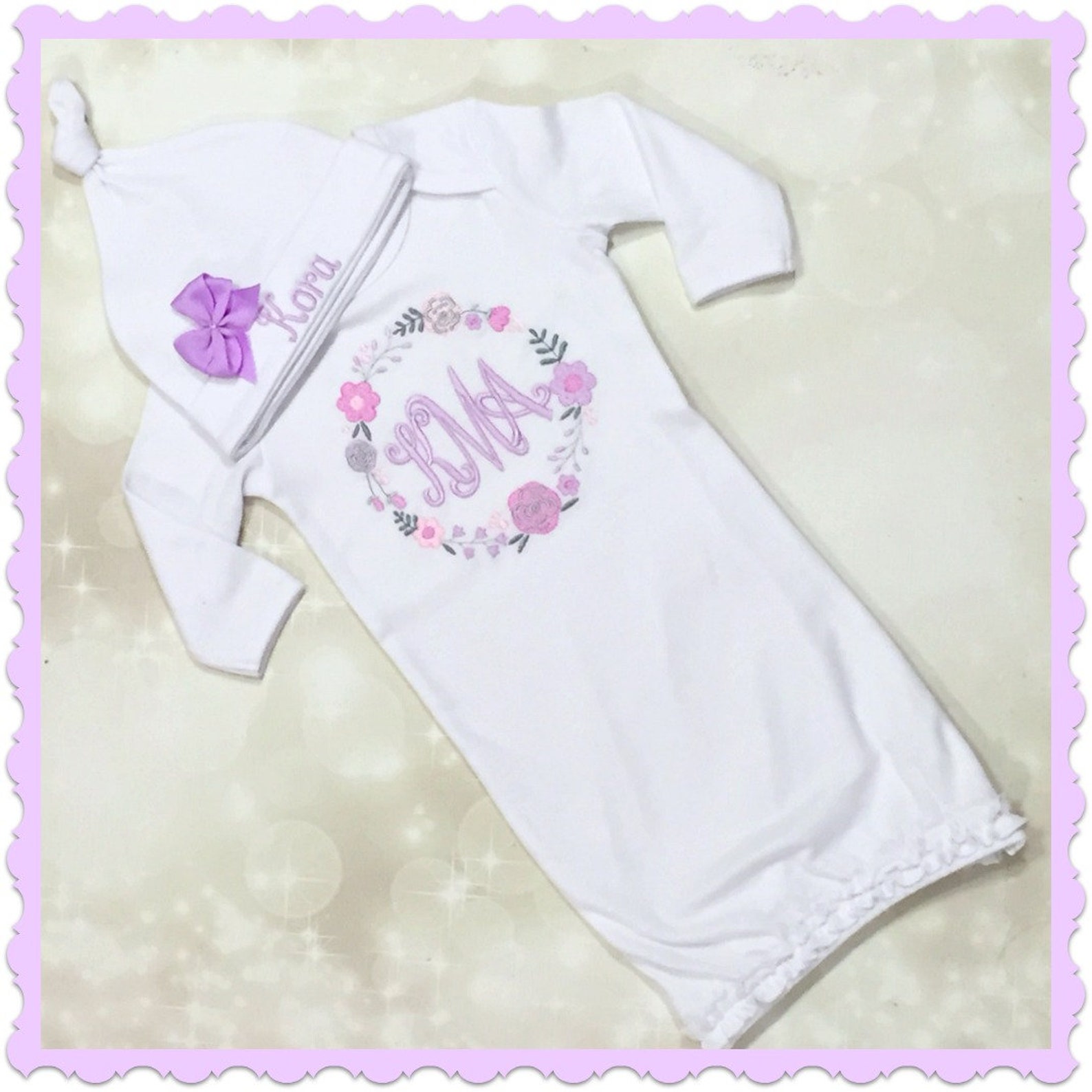 Embroidered Baby Gift Set Monogram Infant Gown Baby Shower Etsy
