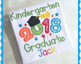 Personalized Graduation Shirt - Kids Embroidered Shirt - Graduation Tee - Monogram Grad Shirt - Kindergarten Graduate - Pre School Graduate