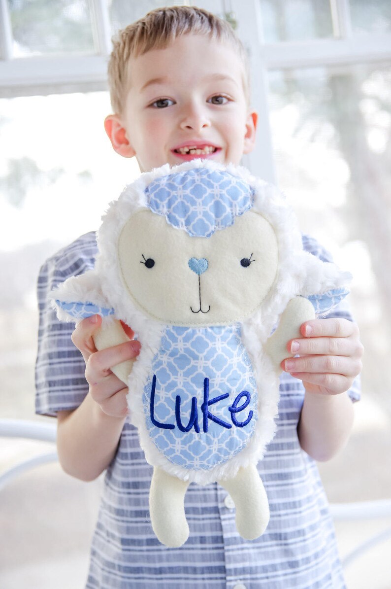 Personalized Lamb Stuffed animal Monogram Lamb Plush Lamb Personalized Baby Gift Baby Shower gift Easter gift Easter Lamb image 1