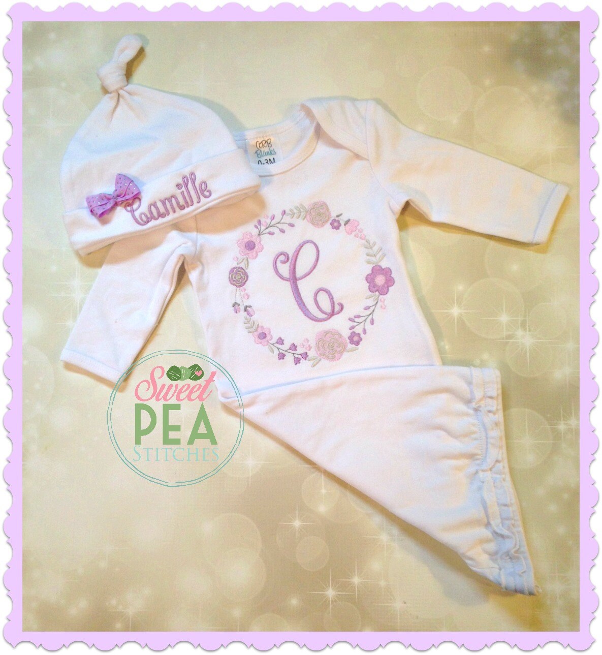 Embroidered Baby Gift Set Monogram Infant Gown Baby Shower Etsy