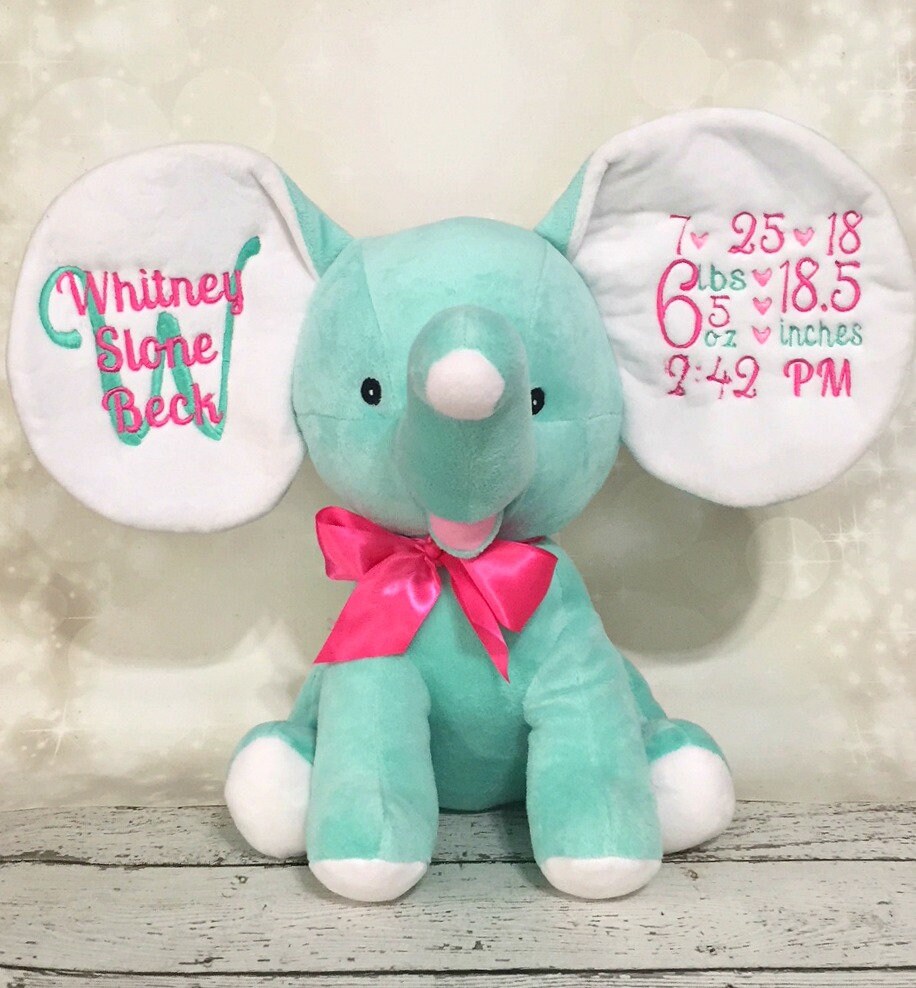 Personalized Elephant Stuffie Elephant Stuffed Animal Etsy