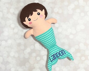 Merman Doll - Personalized Plush Mermaid - Mermaid Boy Doll - Birthday Gift -  Girl Mermaid - Boy Mermaid - Christmas Gift - Stuffed animal