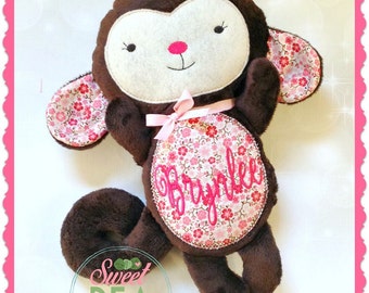 Personalized Plush Monkey - stuffed animal monkey - monkey stuffie - embroidered stuffed monkey