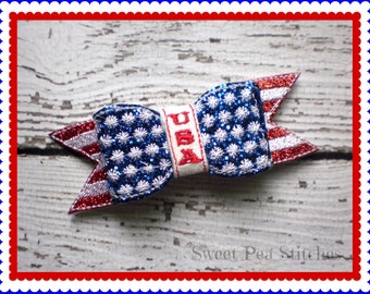 4th of July Hair Bow - Fourth of July Barrette - American Flag Hair Bow - Girls Hair Accessories