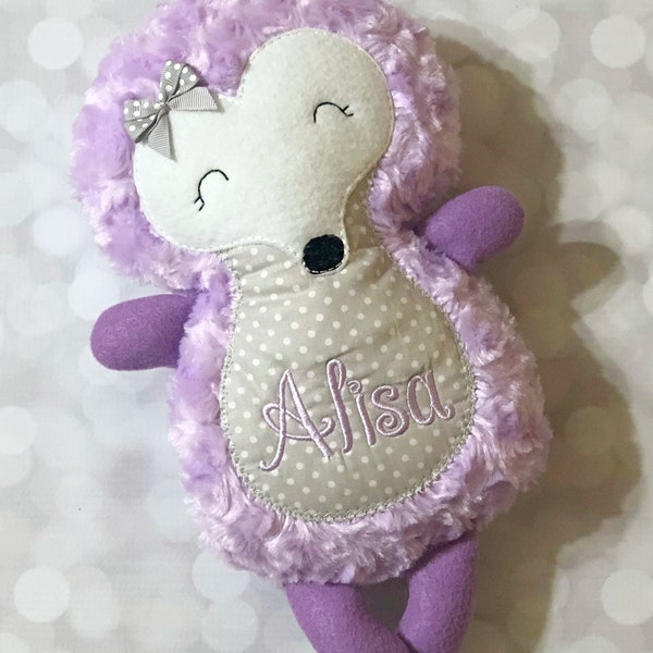 Personalized Plush Hedgehog - hedgehog stuffed animal - embroidered plush animal - hedgehog stuffie - soft stuffed animal