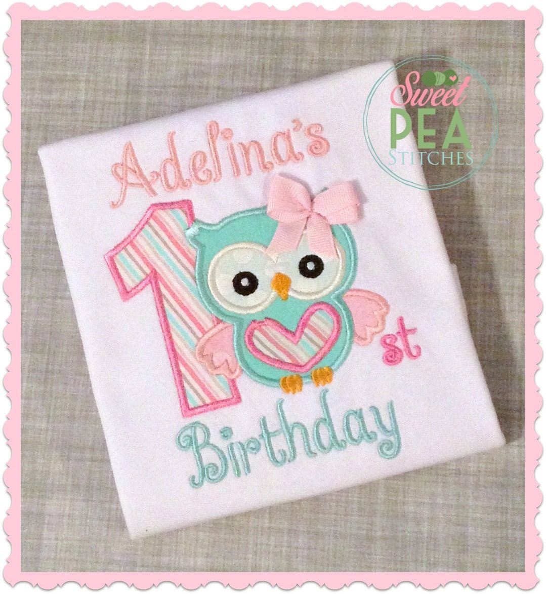 Personalized Owl Birthday Shirt - Girls owl birthday - Girls birthday - First Birthday- 1st Birthday