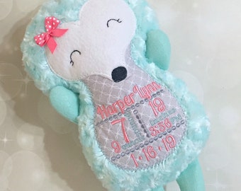 Personalized Plush Hedgehog - hedgehog stuffed animal - embroidered plush animal - hedgehog stuffie - soft stuffed animal - Baby Shower Gift