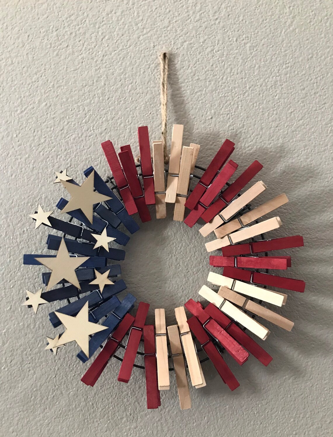 American Flag Clothespin Wreath small/ Patriotic Wall Art / Etsy