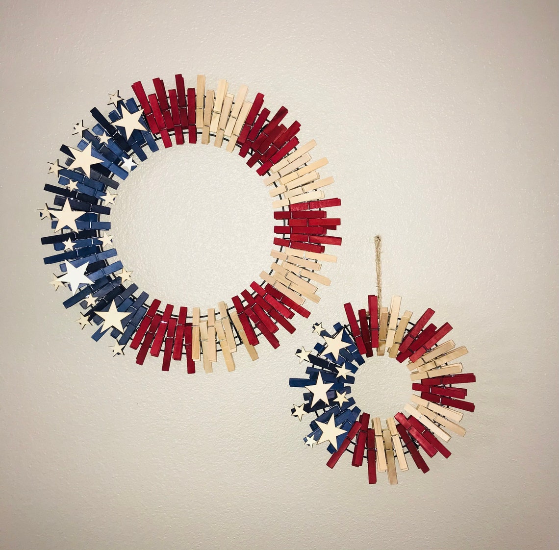 16 American Flag Clothespin Wreath / Patriotic Wall Art / Etsy
