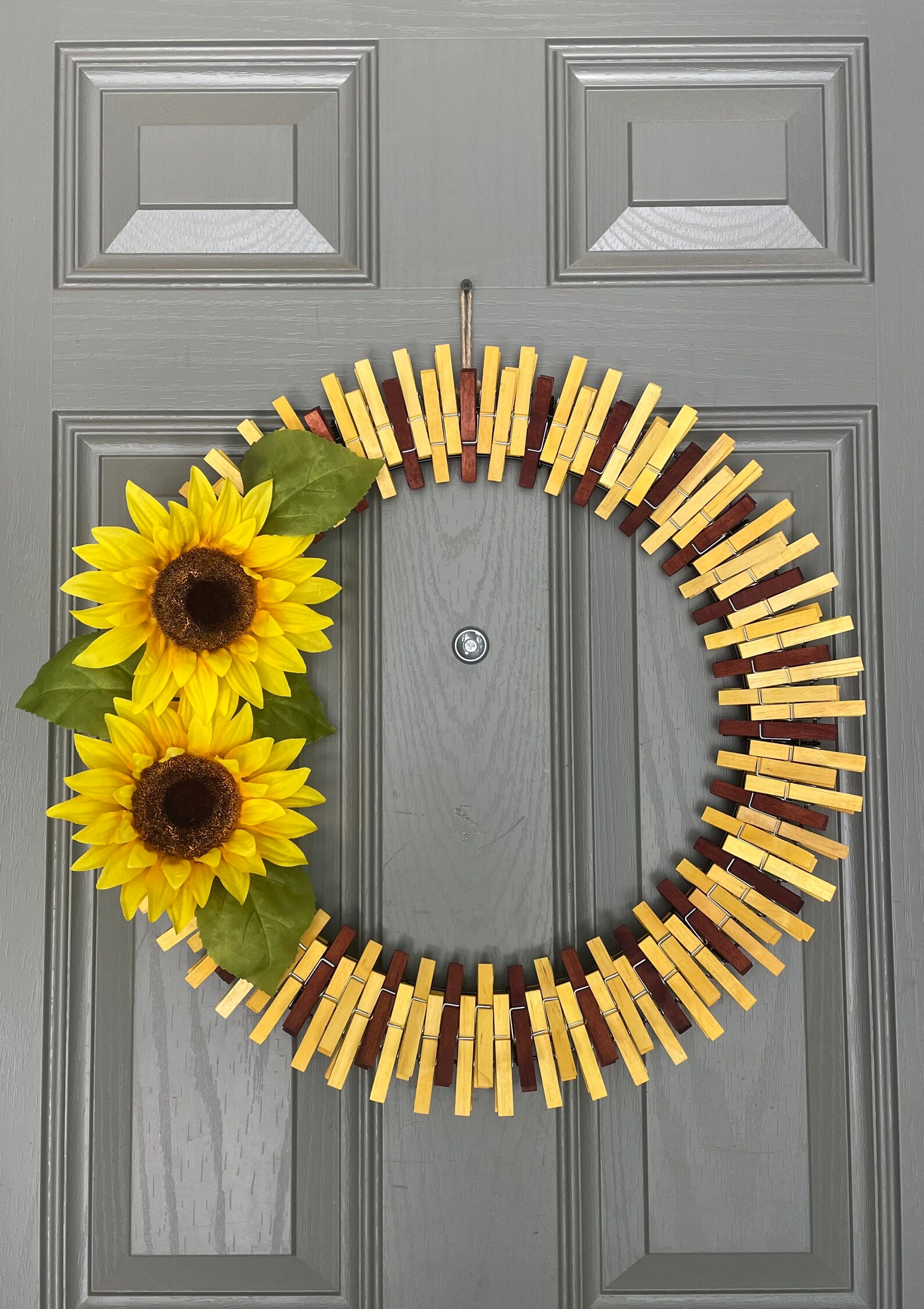 20 Sunflower Clothespin Wreath / Sunflower Wall Art / Indoor Etsy