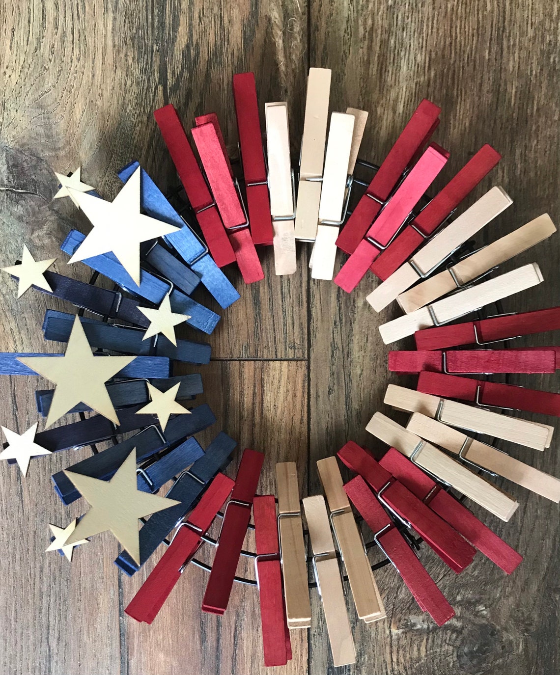 American Flag Clothespin Wreath small/ Patriotic Wall Art / Etsy