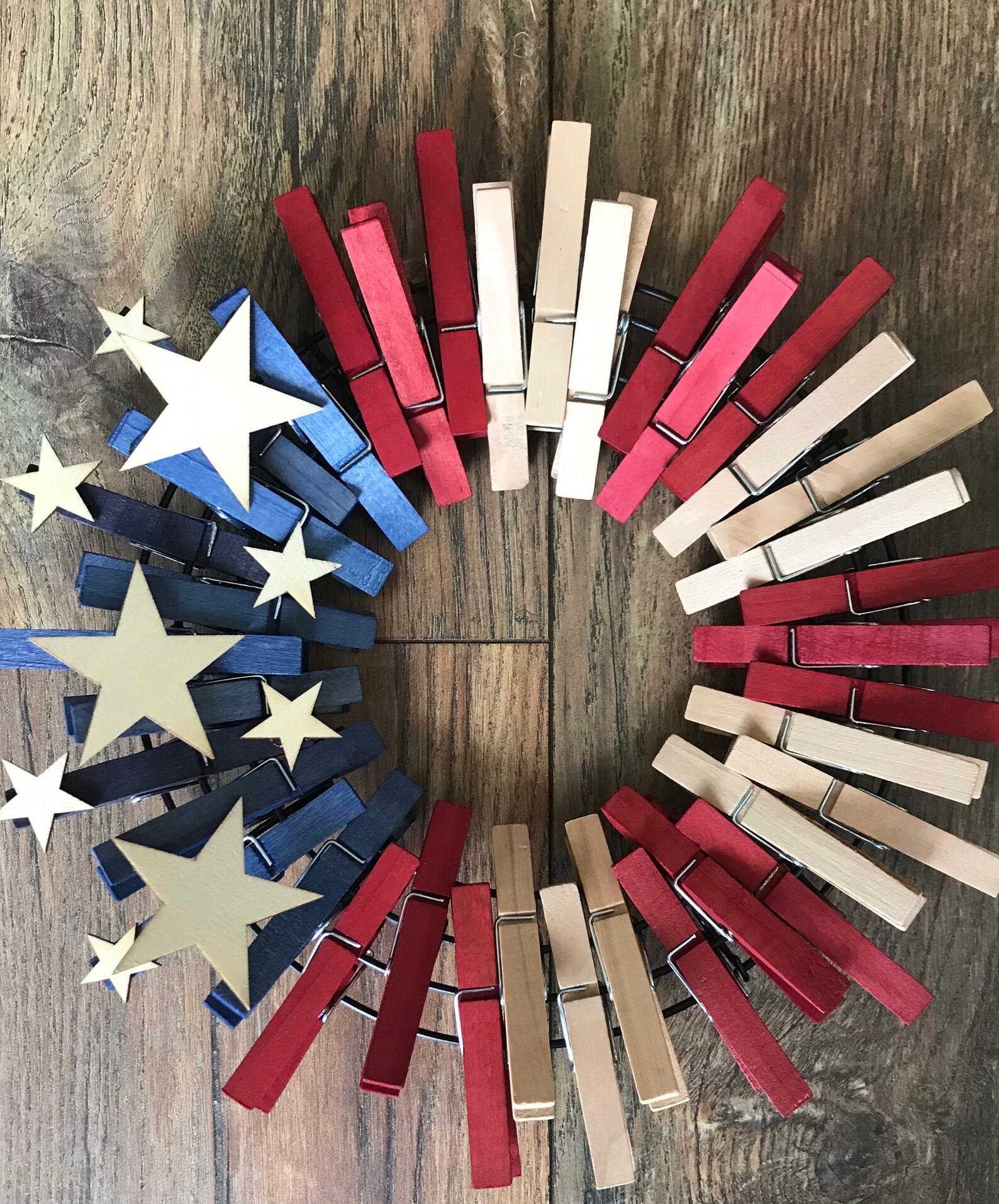 American Flag Clothespin Wreath small/ Patriotic Wall Art / Etsy