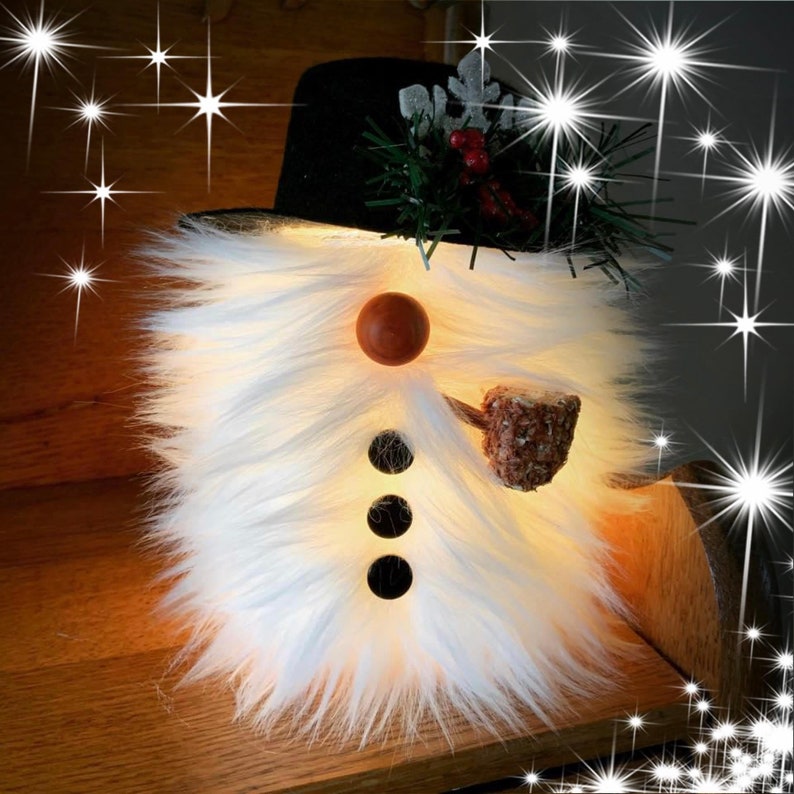 Snowman Gnome Lights up Real Corn Cob Pipe Etsy