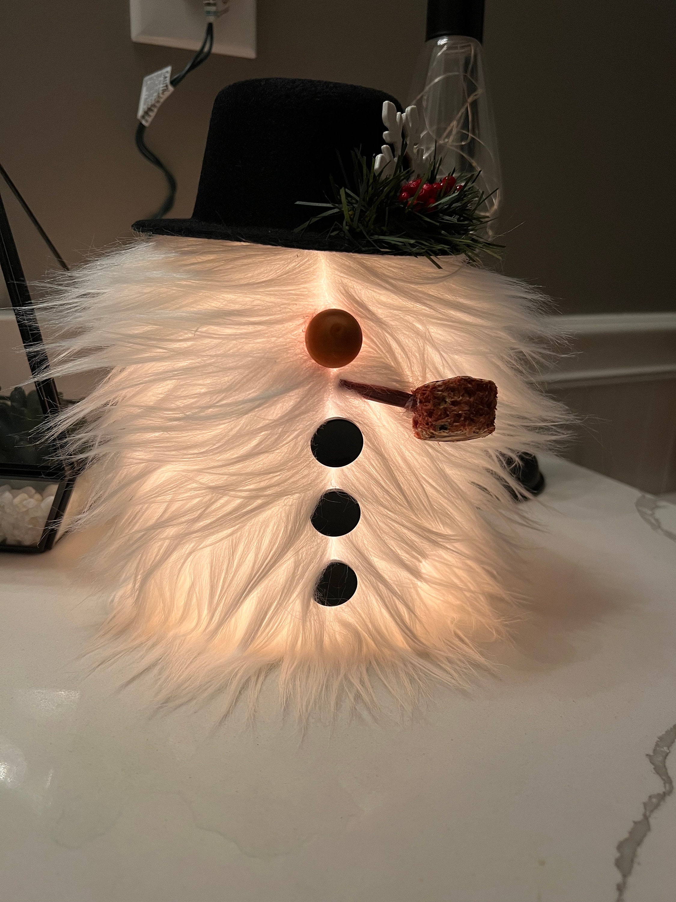 Snowman Gnome Lights up Real Corn Cob Pipe Etsy