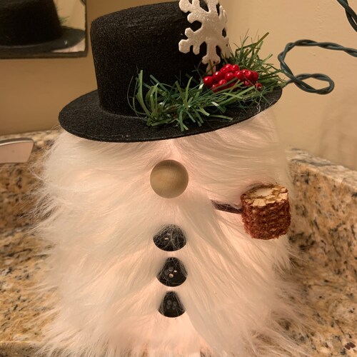 Snowman Gnome Lights up Real Corn Cob Pipe Etsy