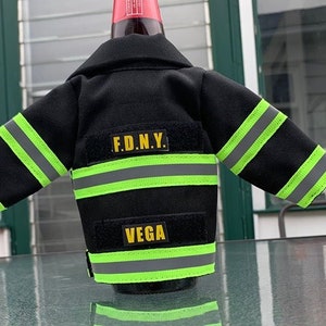 Firemen gift Miniature Jacket bottle insulator. Customize for your department image 2