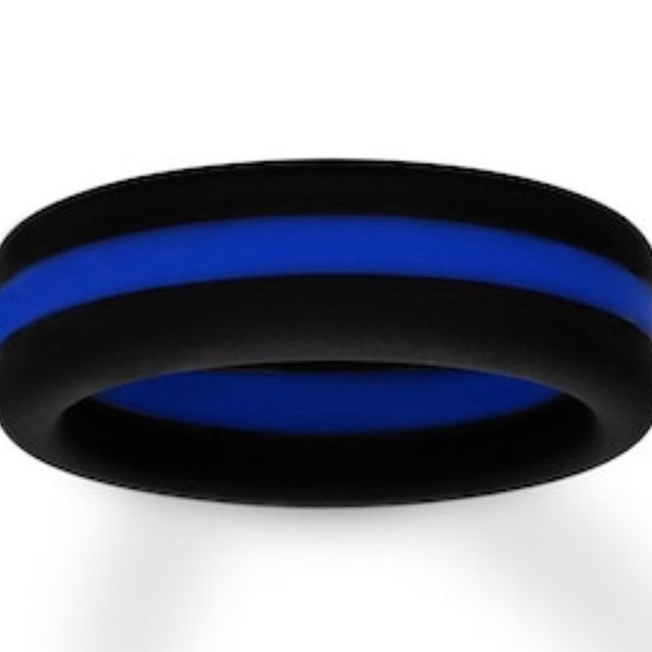 Thin Blue Line Silicone Ring