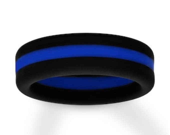 Thin Blue Line Silicone Ring