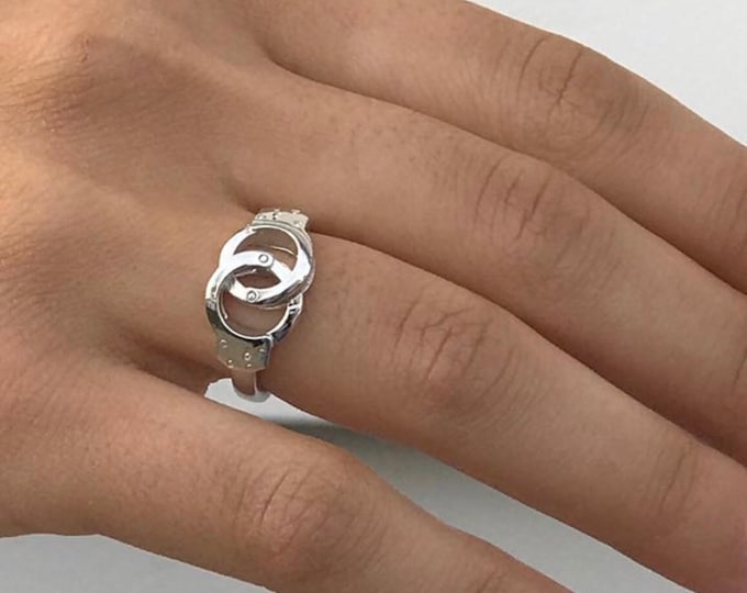 Police gift Sterling Silver Handcuff Ring