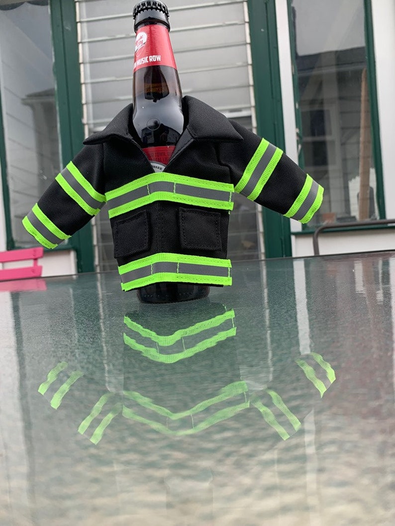 Firemen gift Miniature Jacket bottle insulator. Customize for your department image 3