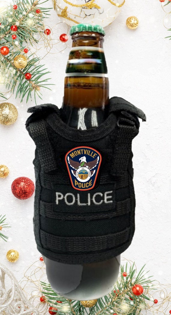 Police Gift Miniature Tactical Vest Bottle Insulator. Customize