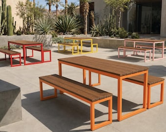Customizable Picnic Dining Counter Bar Table Bench Set : Patio, Home, Restaurant, Commercial Furniture Procurement FF&E Interior Exterior