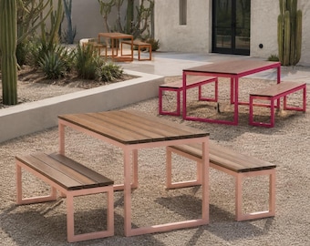 Customizable Picnic Dining Counter Bar Table Bench Set : Patio, Home, Restaurant, Commercial Furniture Procurement FF&E Interior Exterior