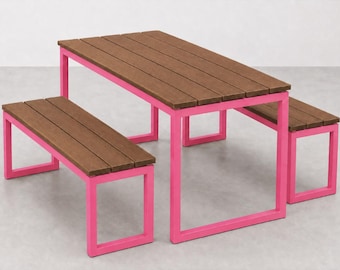Customizable Picnic Dining Counter Bar Table Bench Set : Patio, Home, Restaurant, Commercial Furniture Procurement FF&E Interior Exterior