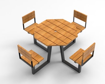 Custom Handmade Bespoke ADA Commercial Restaurant Picnic Table 4 Seater Small Space