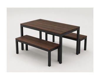 Customizable Picnic Dining Counter Bar Table Bench Set : Patio, Home, Restaurant, Commercial Furniture Procurement FF&E Interior Exterior
