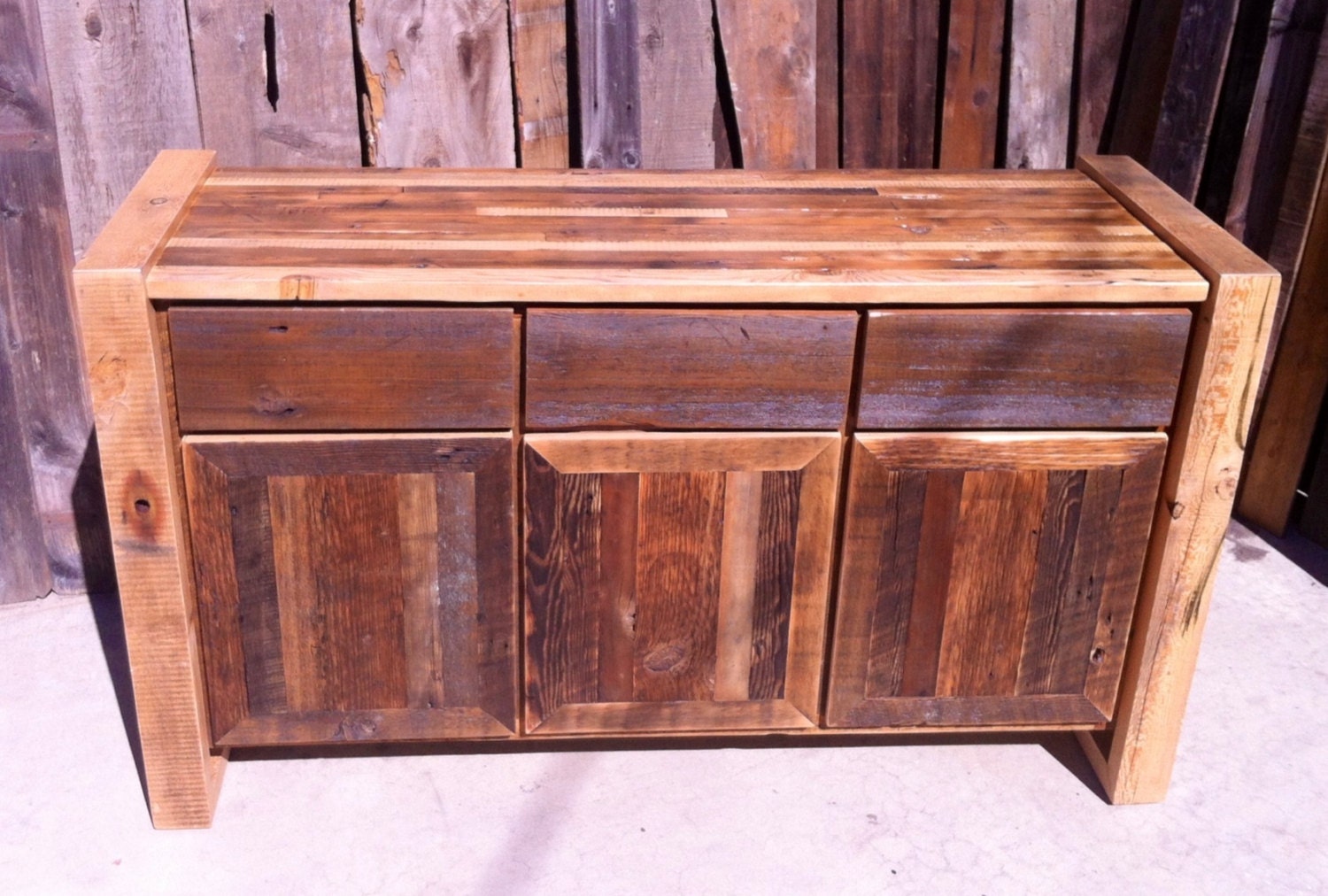 Custom Rustic Reclaimed Wood Buffet Cabinet/ Credenza / | Etsy