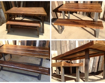 Custom Handmade Bespoke Commercial Restaurant Patio Dining Table Benches and Seating