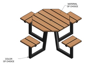 Custom Handmade Bespoke ADA Commercial Restaurant Picnic Table 4 Seater Small Space