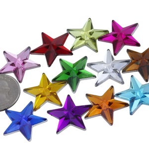 8mm 5mm 25mm Assorted Colors Star Rhinestones Embellishments Flat Back Acrylic Plastic Gems for Jewelry Crafts, Costumes Invitations Cosplay