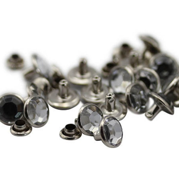 100PCS Crystal Clear Loose Acrylic Rhinestone Rivets For Garments  Leather, Sewing and Crafts DIY Jewelry Making Bracelts Handbags FlipFlops